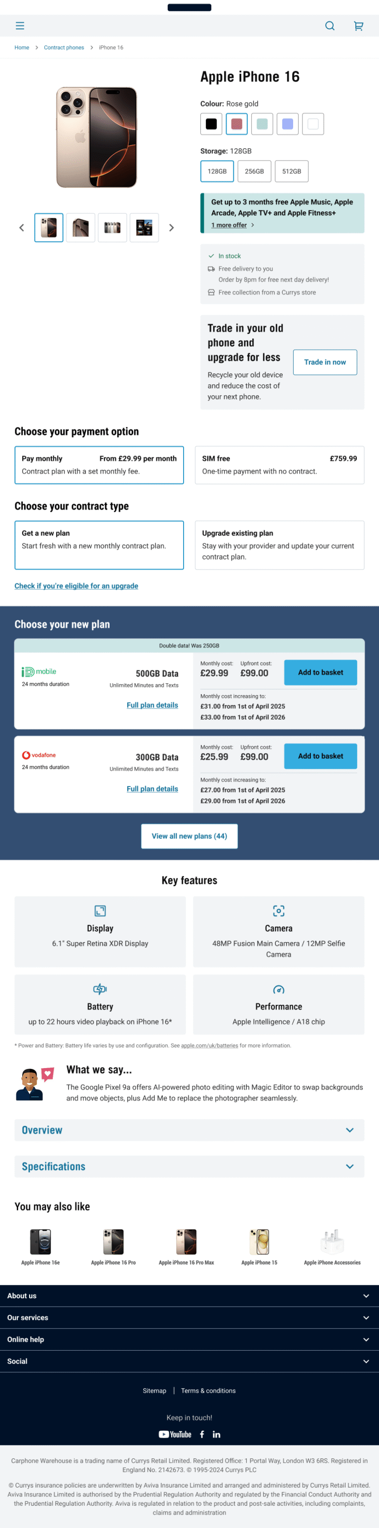 Product detail page redesigned using the design system, showing consistent typography, spacing, button styles, and structured product information layout.